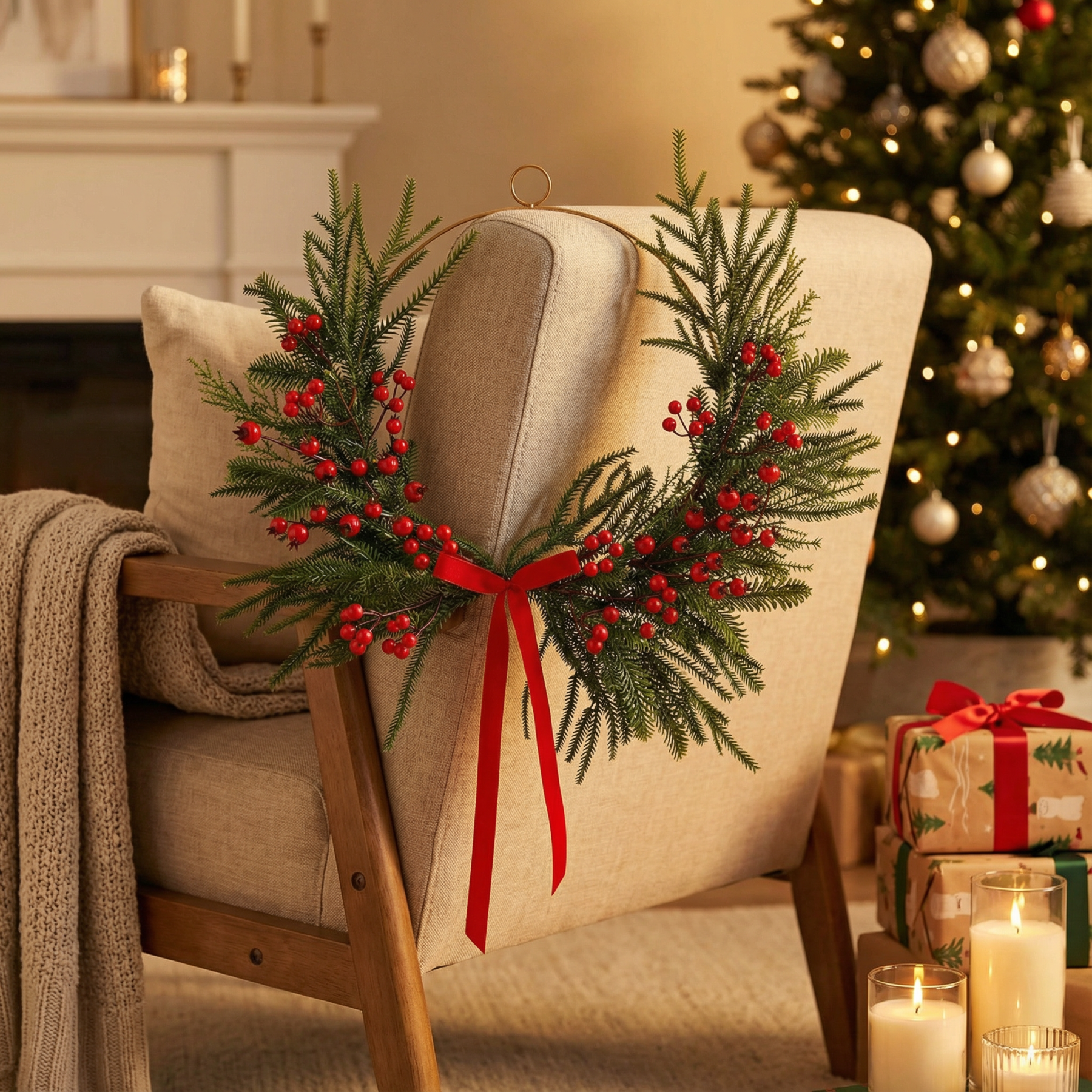 12in Asymmetrical Mixed Christmas Wreath