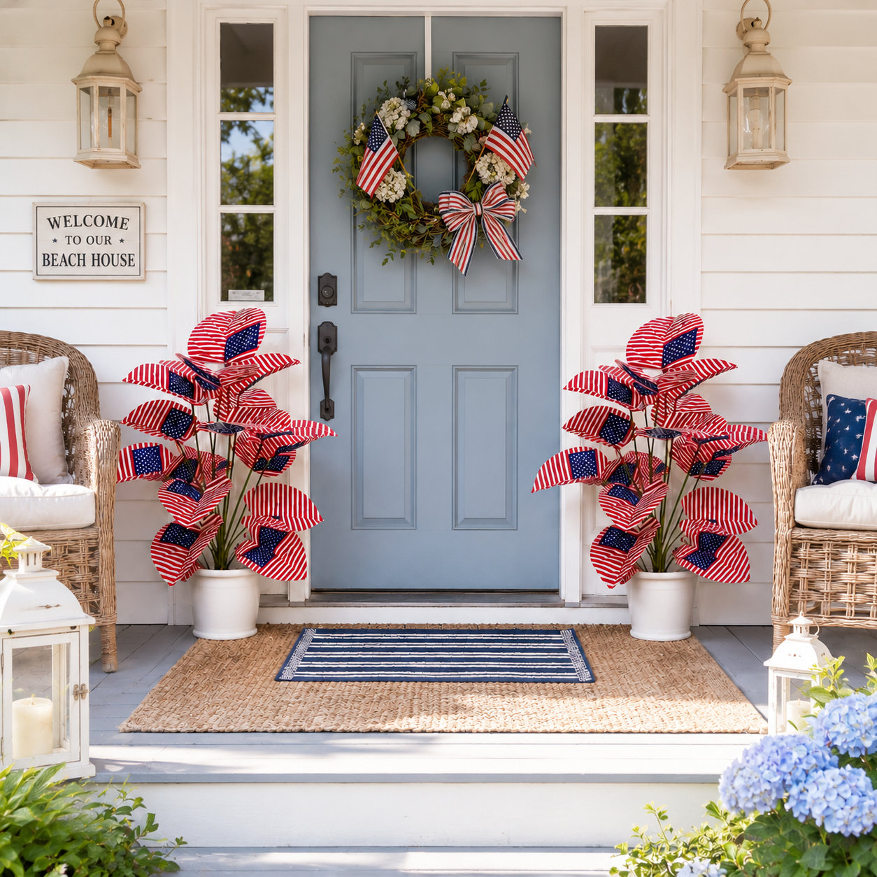 Patriotic Faux Plant Decor for Porch & Entryway
