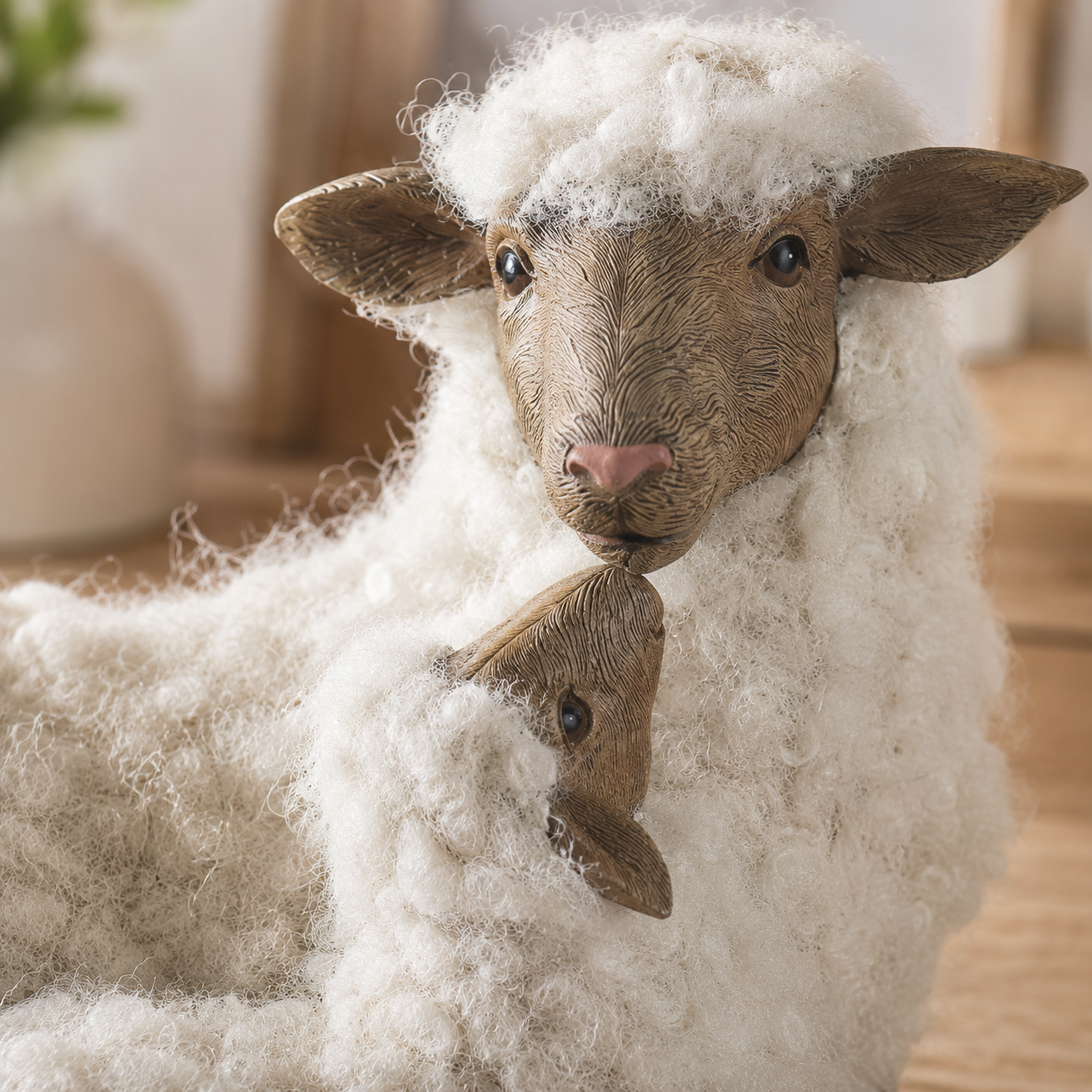 Farmhouse Mother Sheep & Baby Lamb Figurine