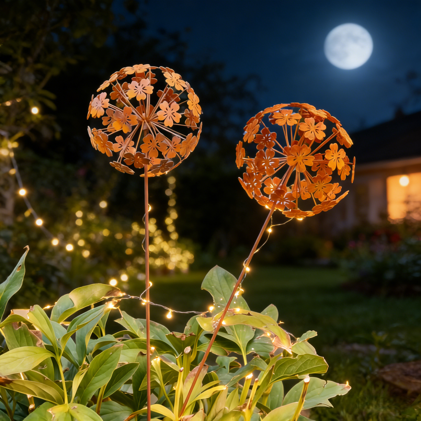 Vintage Iron Sphere Dandelion Garden Sculptures