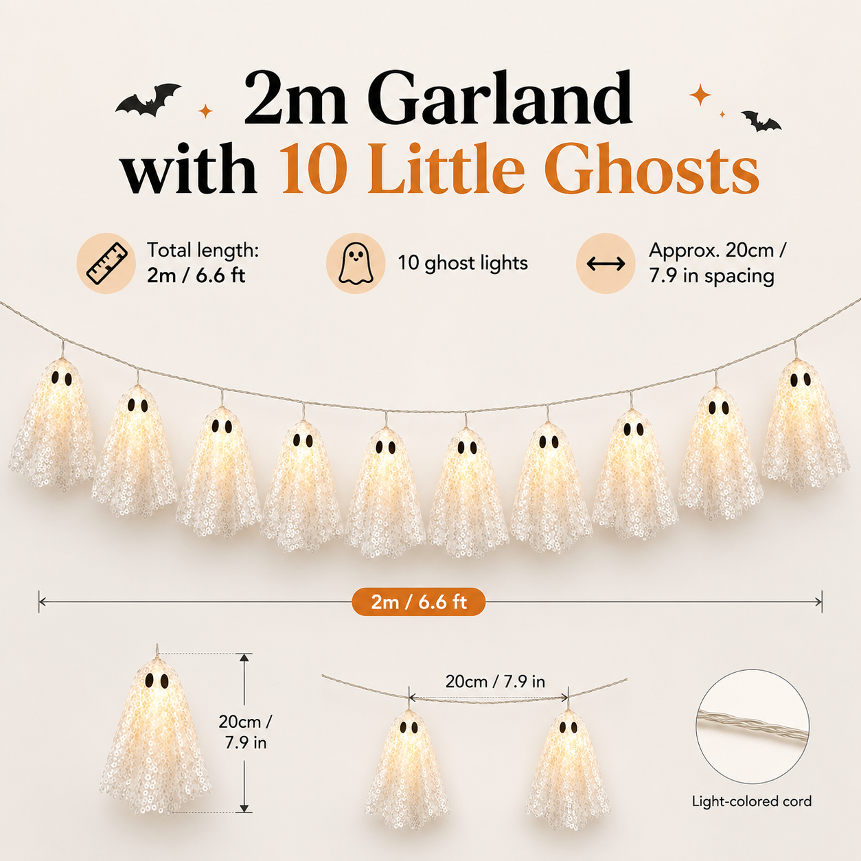Lighted Lace Ghost Garland