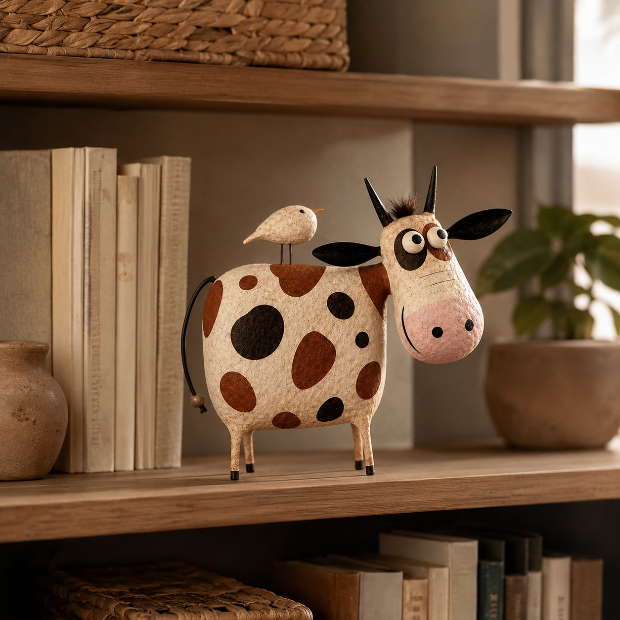 Mabel & Birdie Whimsical Cow Sculpture