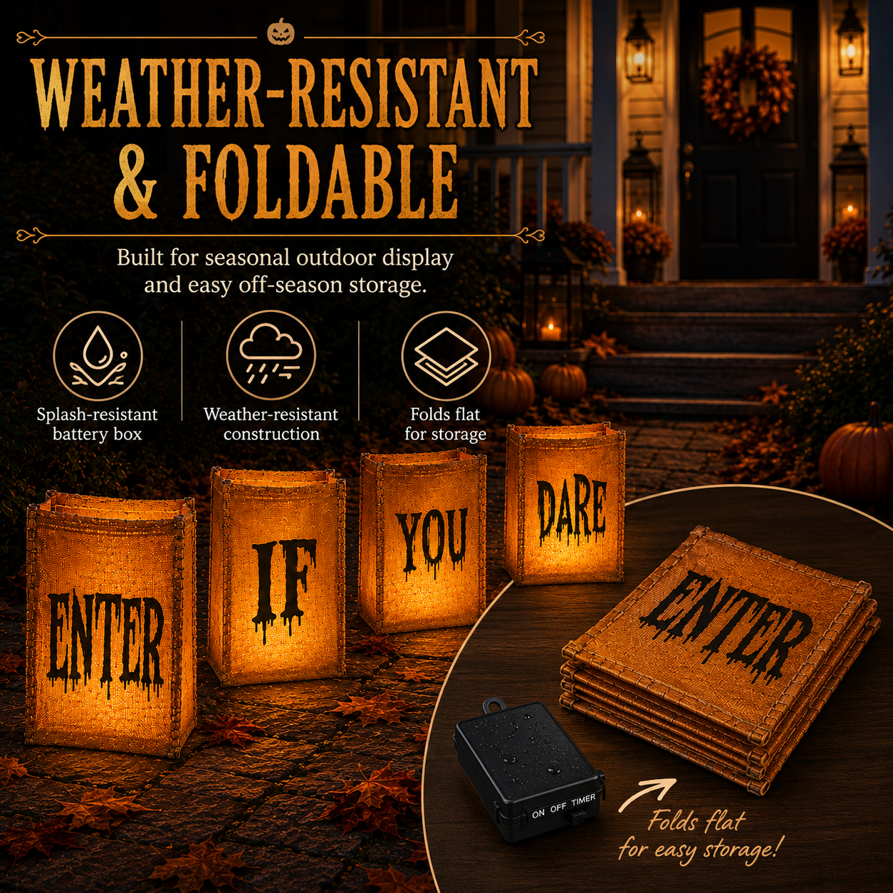Enter If You Dare Lighted Luminaries – Set of 4
