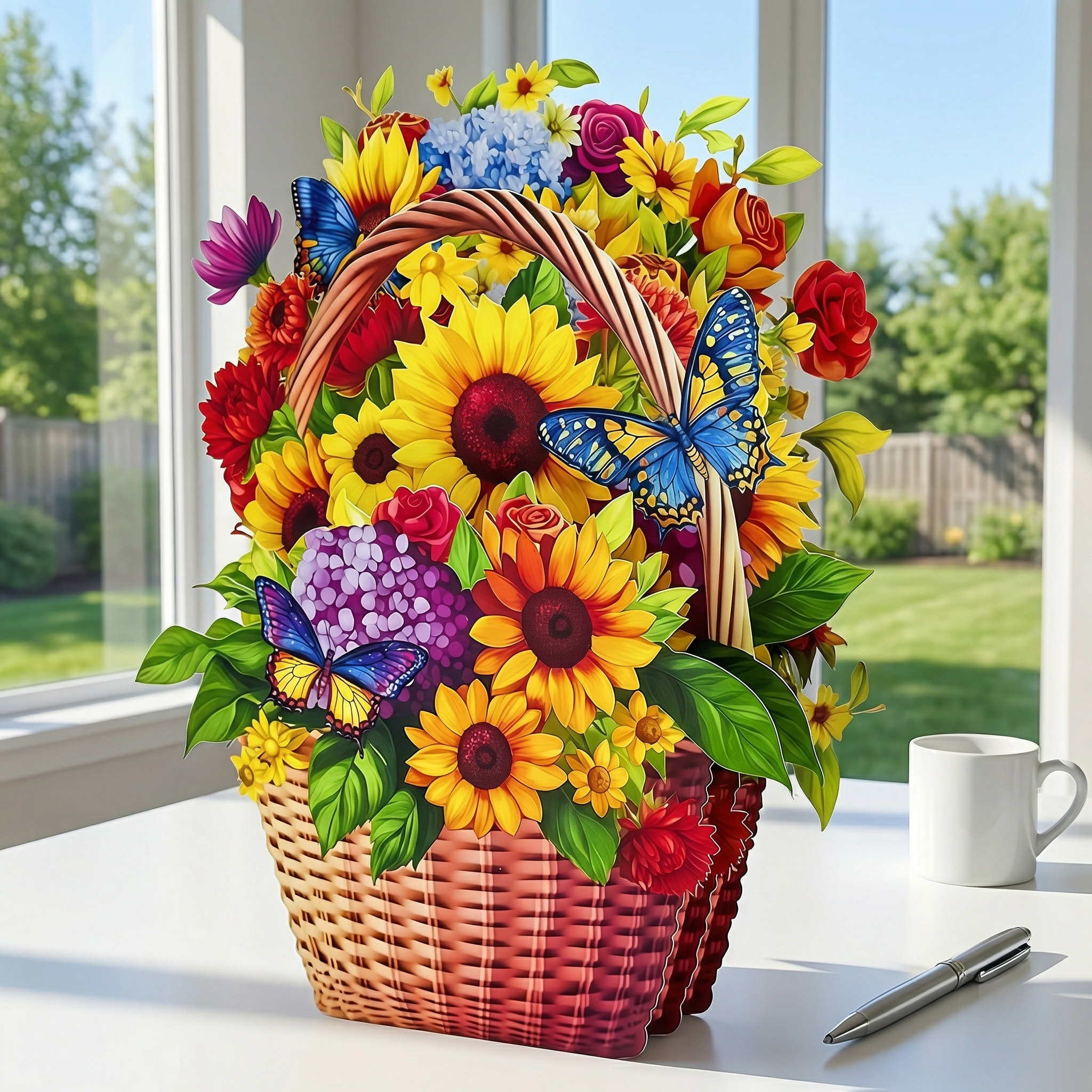 Pop-Up 3D Butterfly Flower Basket Card Exclusive Series
