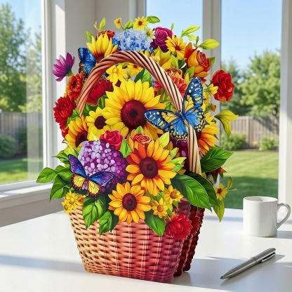 Pop-Up 3D Butterfly Flower Basket Card Exclusive Series