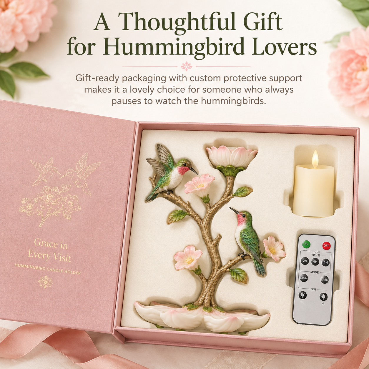 Hummingbird Garden LED Candle Decor