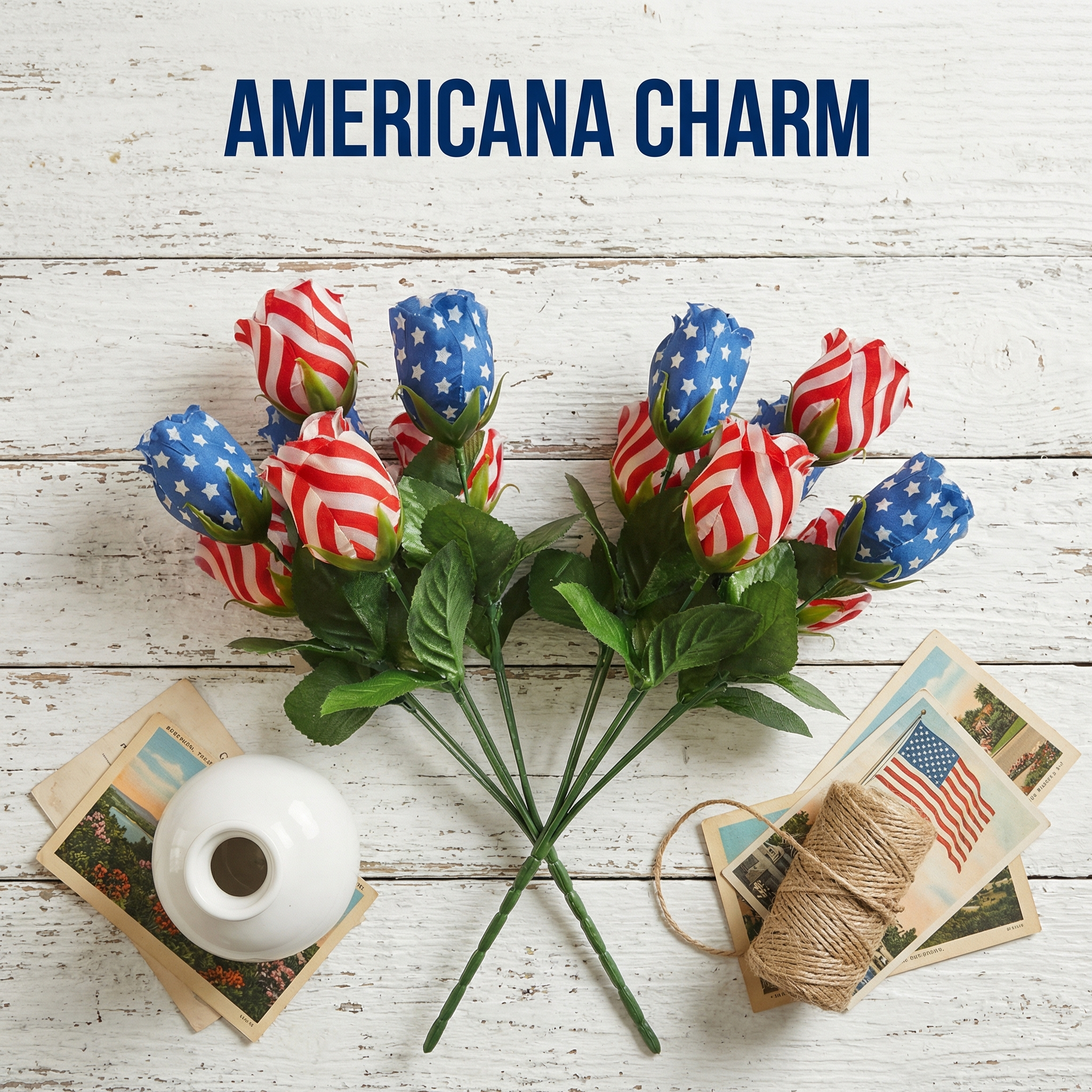 Silk Patriotic Tulip Flowers Bouquet