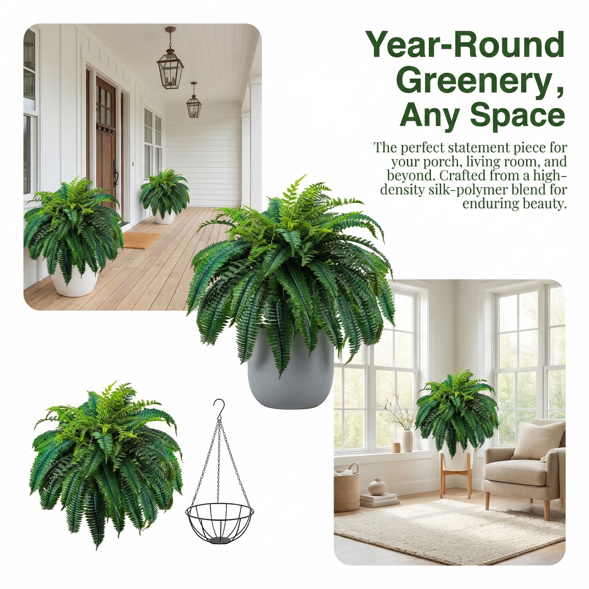 Large Artificial Boston Fern Plants 88 Branches