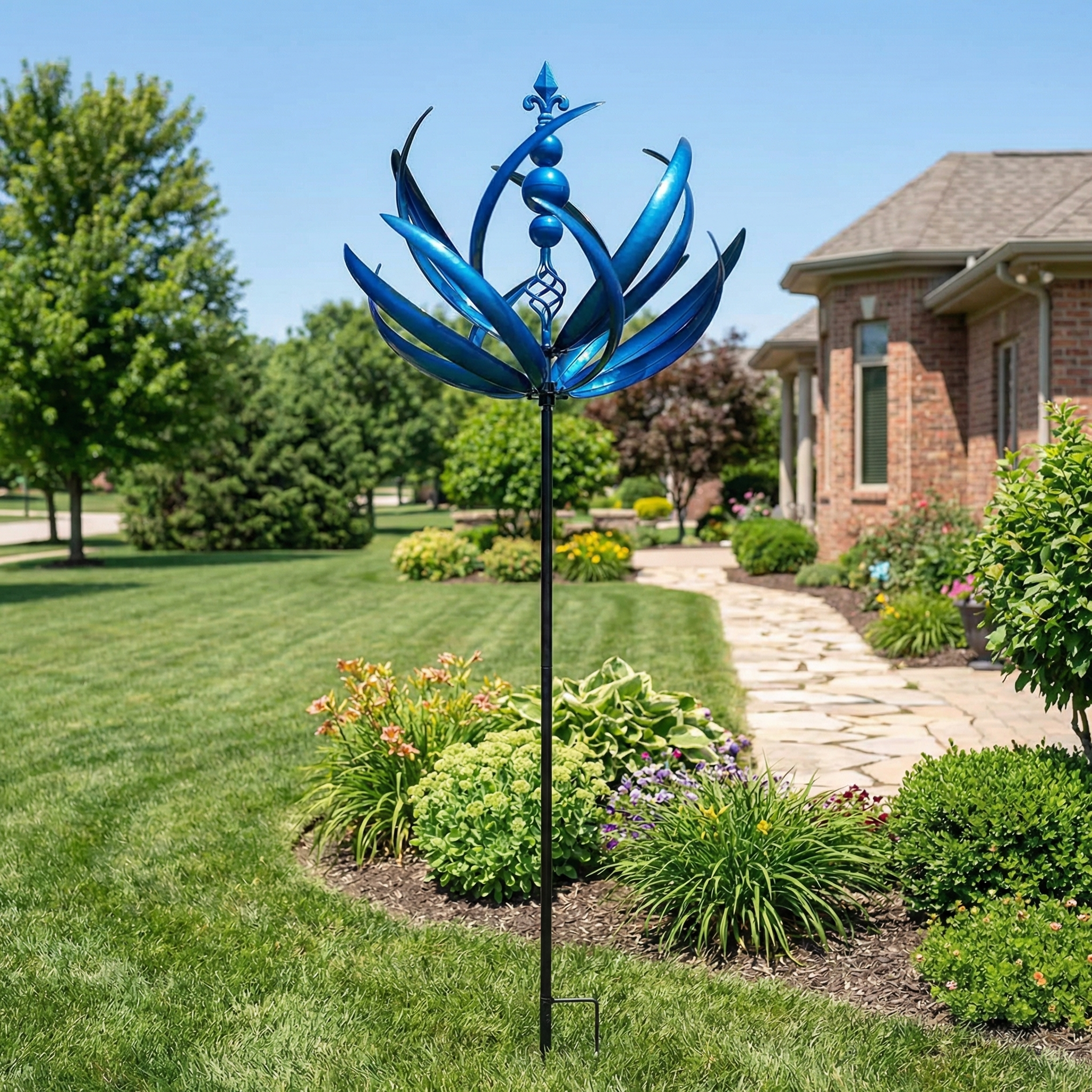 Extra Large Outdoor Metal Wind Sculptures Spinners with Stake