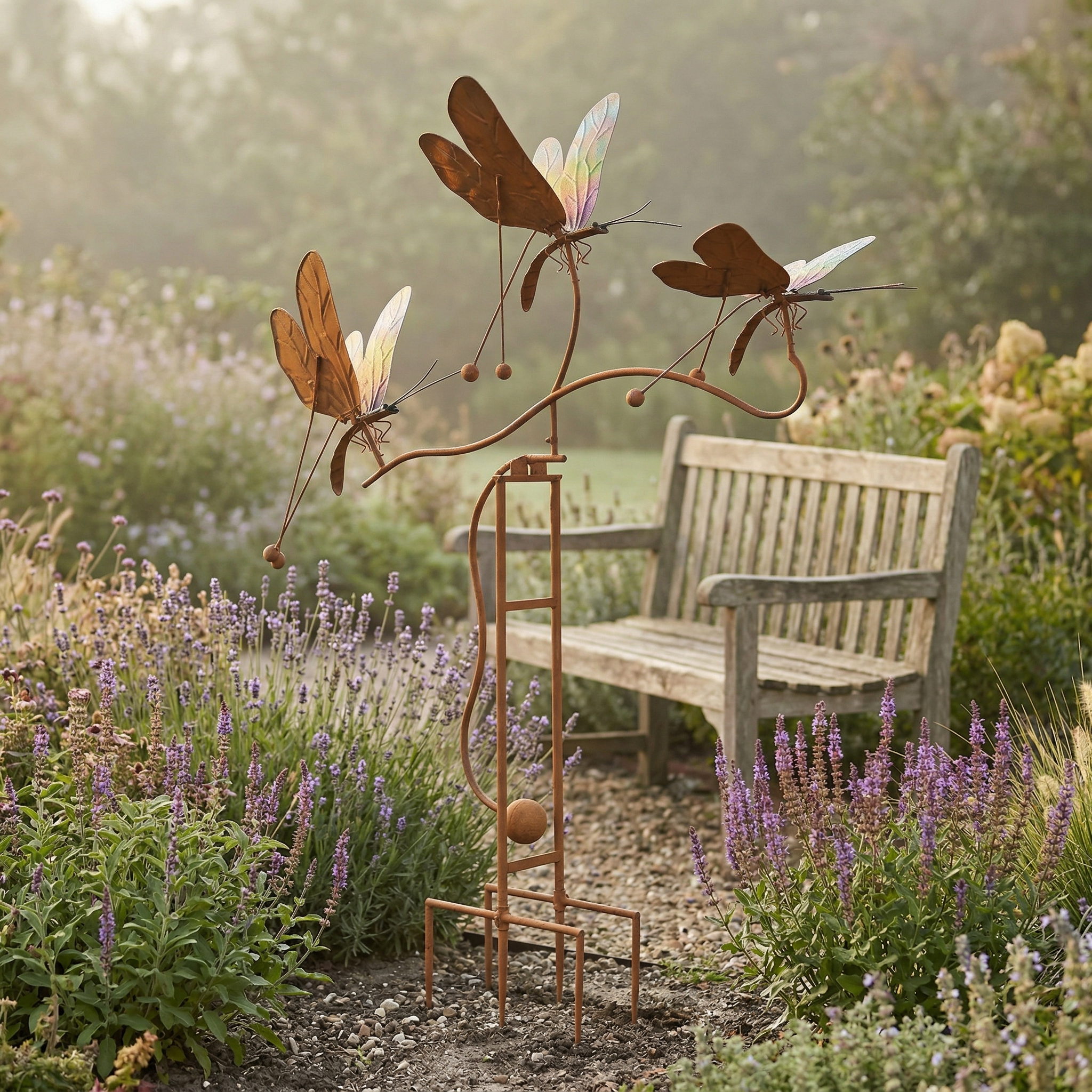 Rustic Dragonfly Kinetic Garden Stake