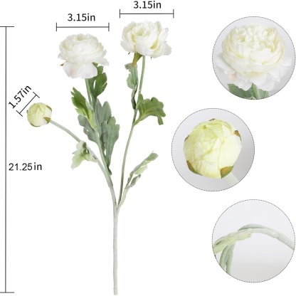 'Looks real' Silk Ranunculus Flocked Stem