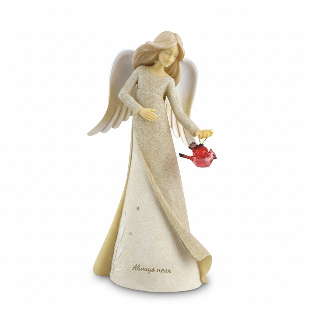 Always Near Guardian Angel with Cardinal Figurine