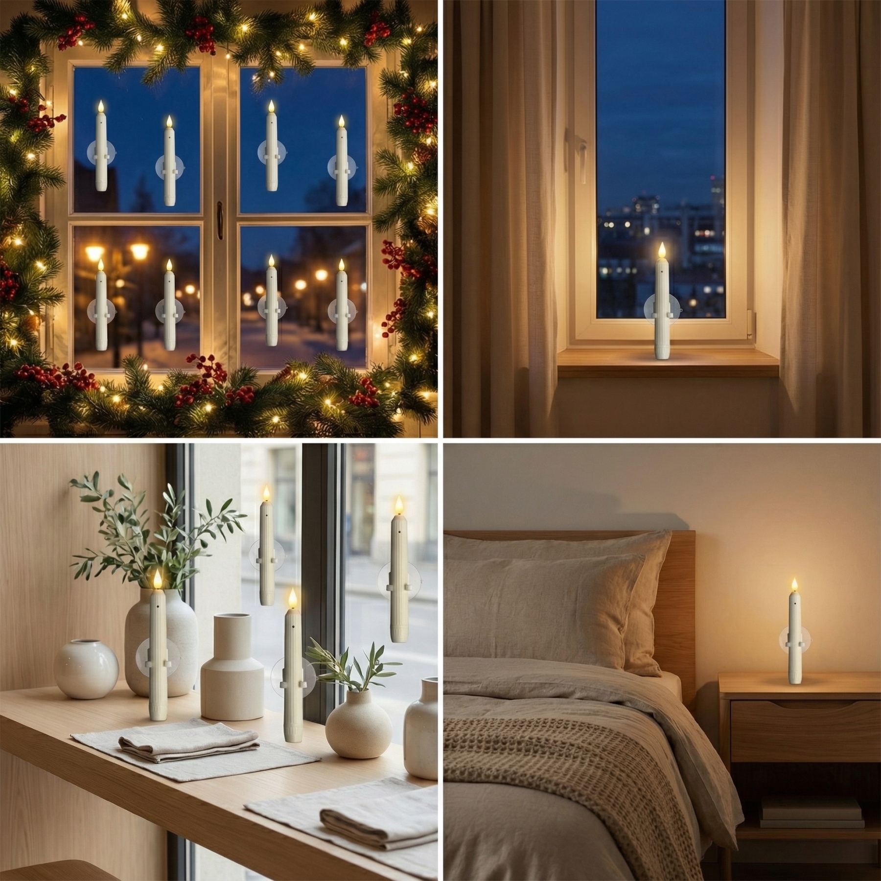 Flameless Led Taper Window Candles with Sensor Dusk to Dawn