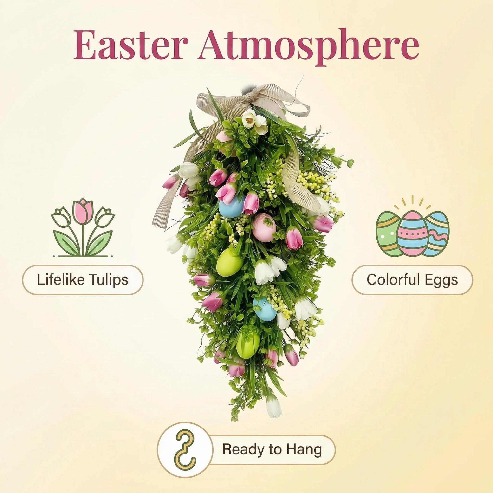 Easter Egg Tulip Teardrop Wreath