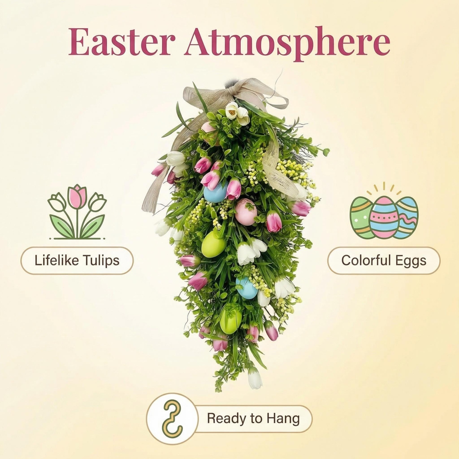 Easter Egg Tulip Teardrop Wreath