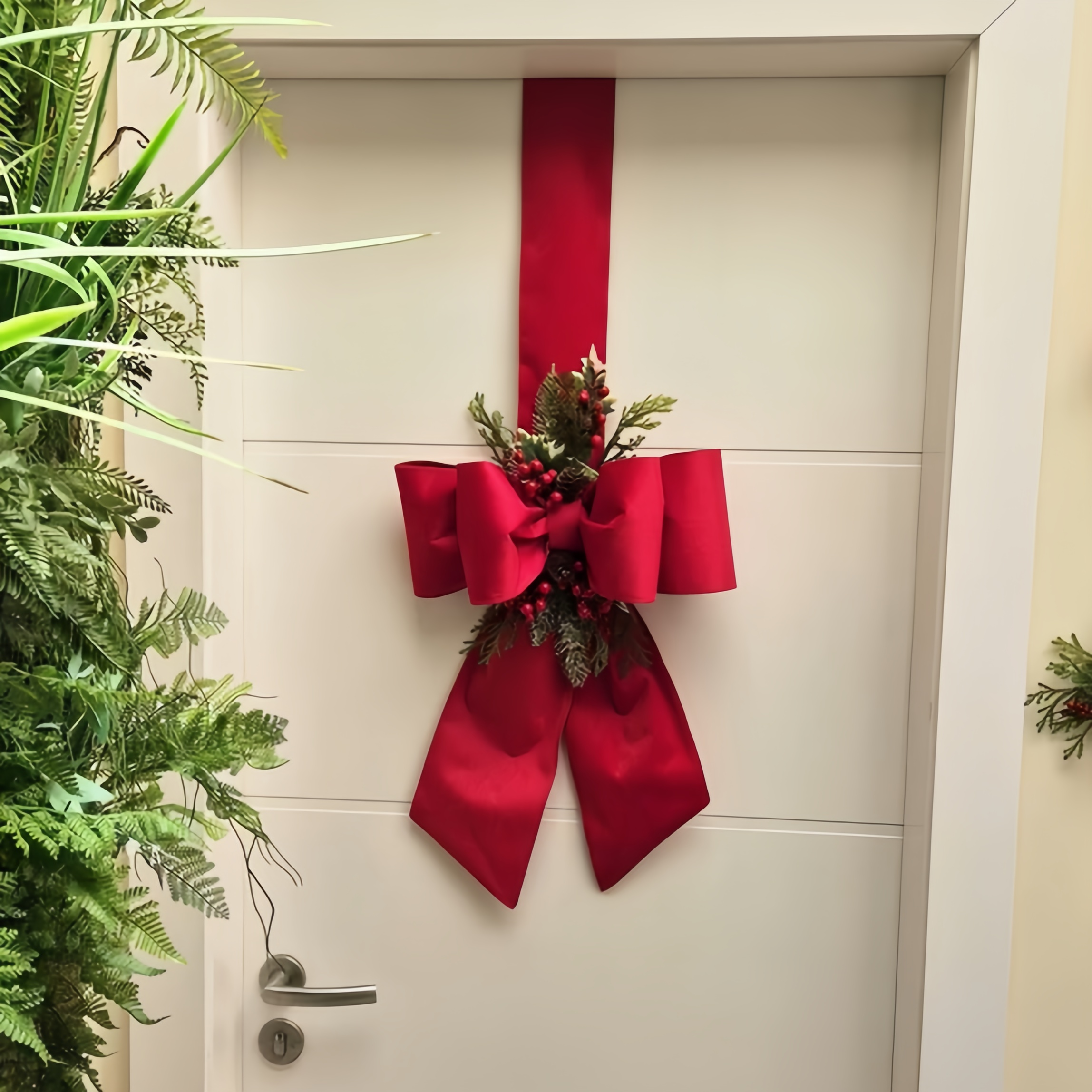 🎄Early Christmas Sale🎄Christmas Velvet Ribbon Red Large Bow Door Hanger