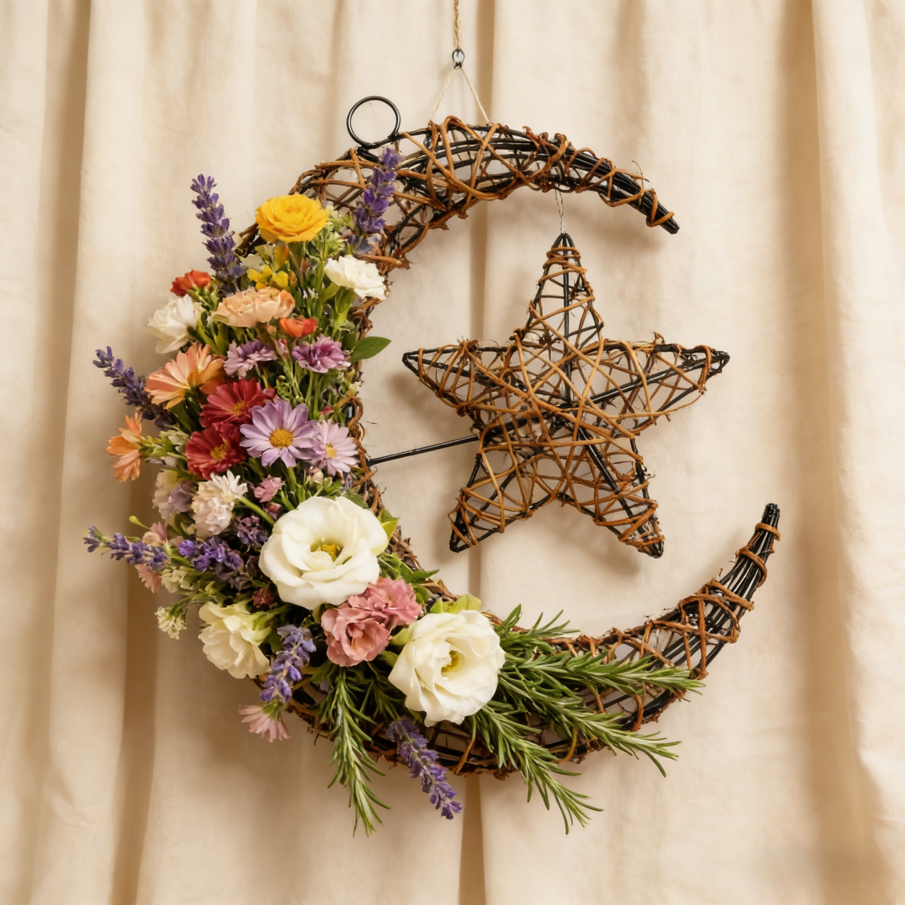 Purely Handmade Rattan Ramadan DIY Crescent Moon Pendant