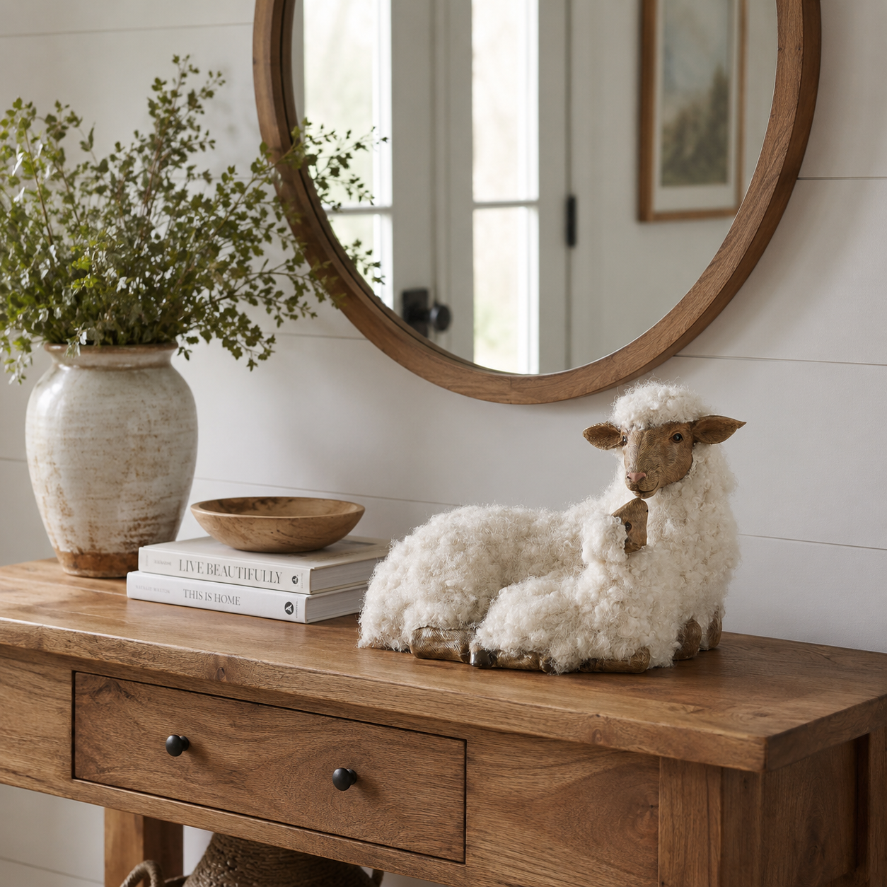 Farmhouse Mother Sheep & Baby Lamb Figurine
