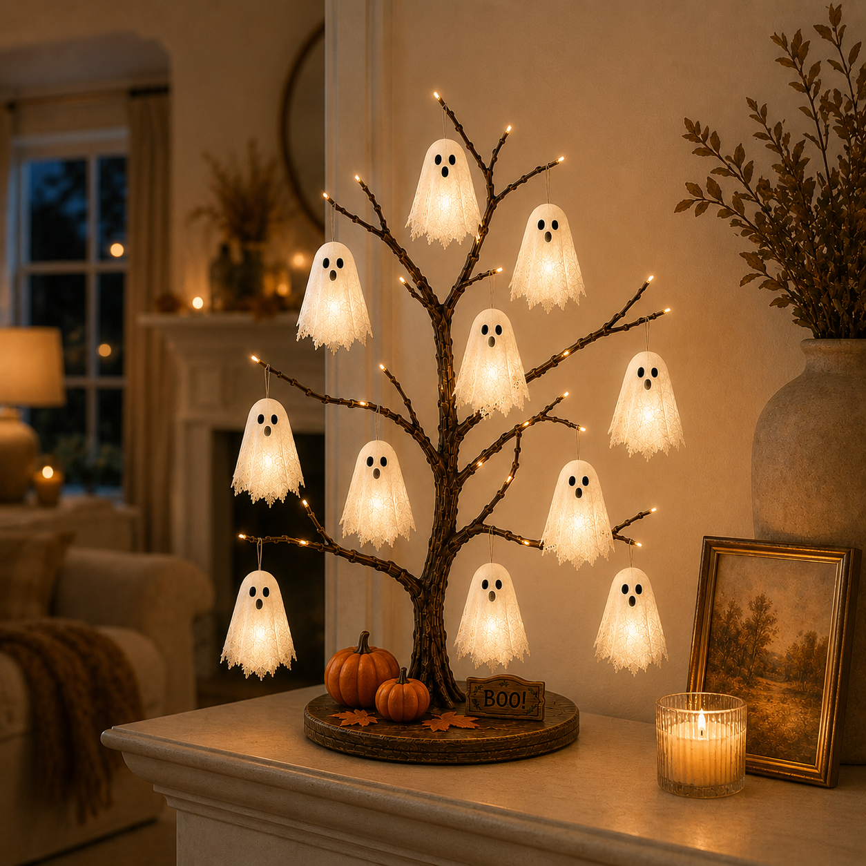 Glowing Ghost Tree Halloween Tabletop Decor