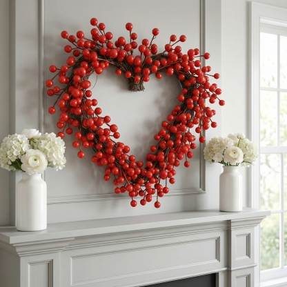 Red Berries Heart-Shaped Wreath