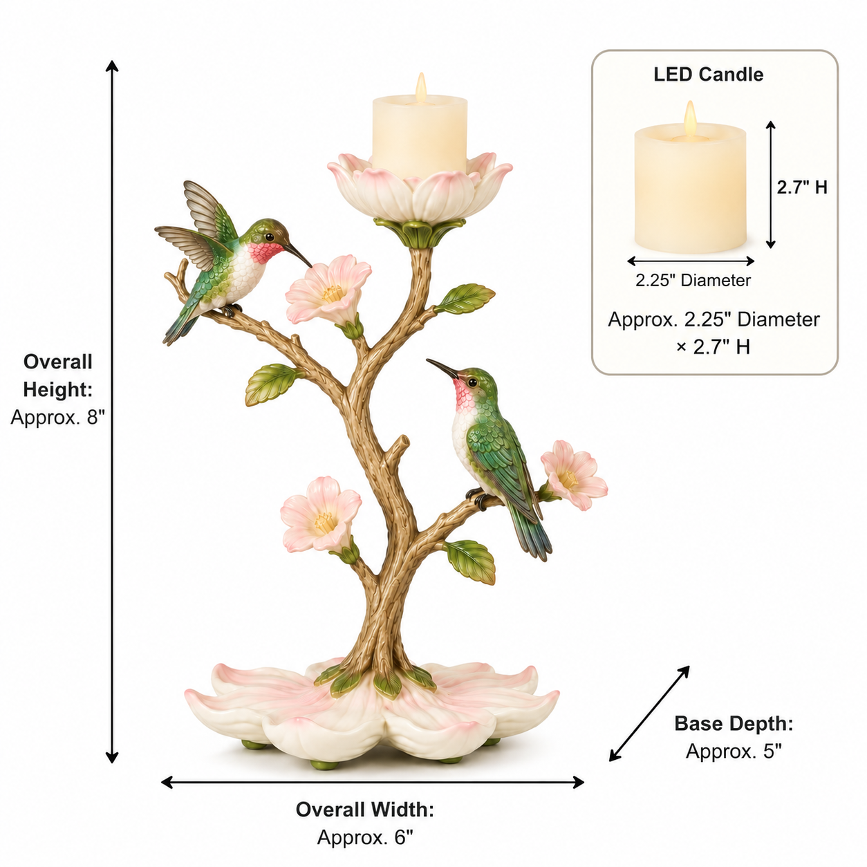 Hummingbird Garden LED Candle Decor