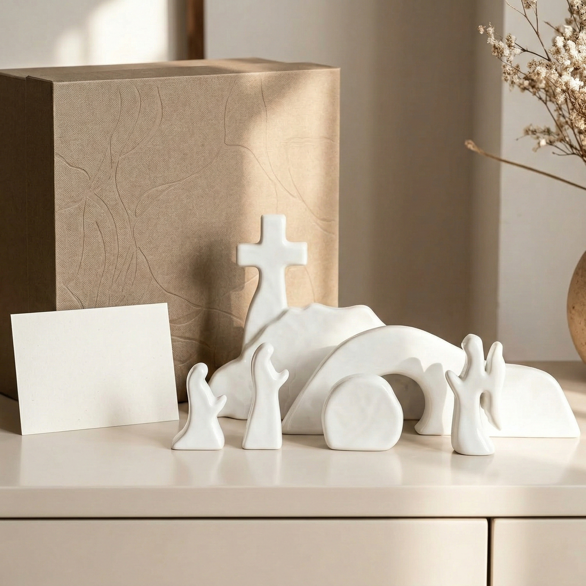 Empty Tomb Easter Scene and Cross