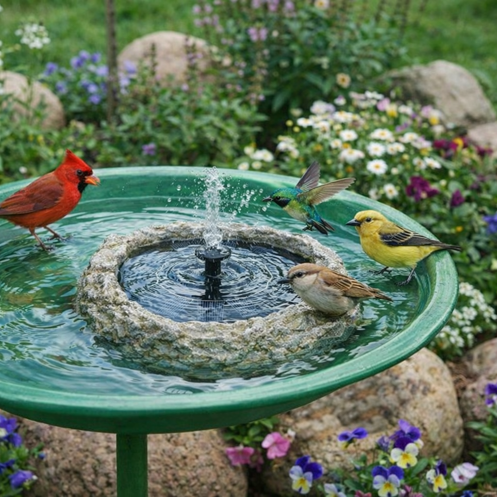Rock-Style Solar Bird Bath Water Fountain