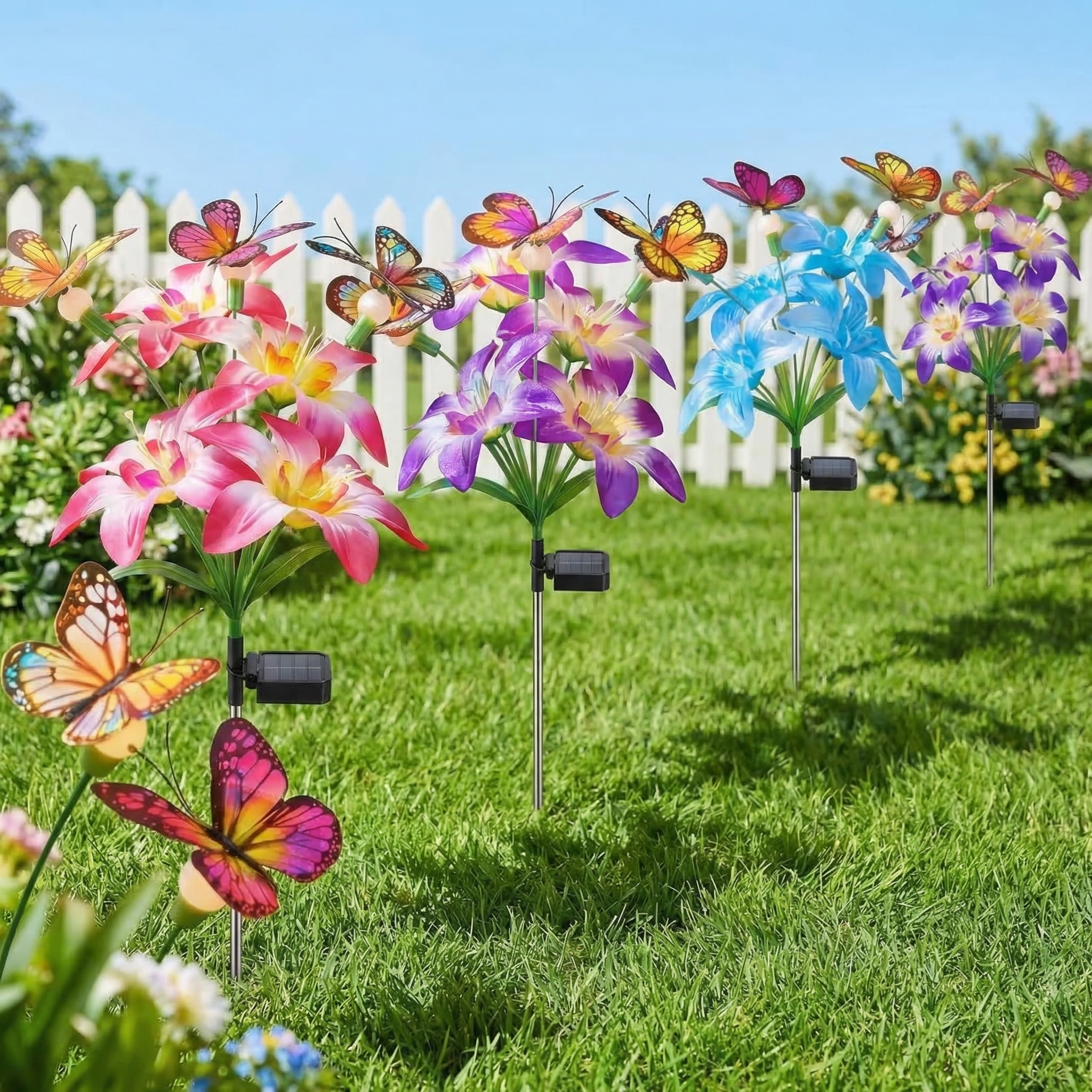 Solar Lights Color Changing Lilies and Butterflies