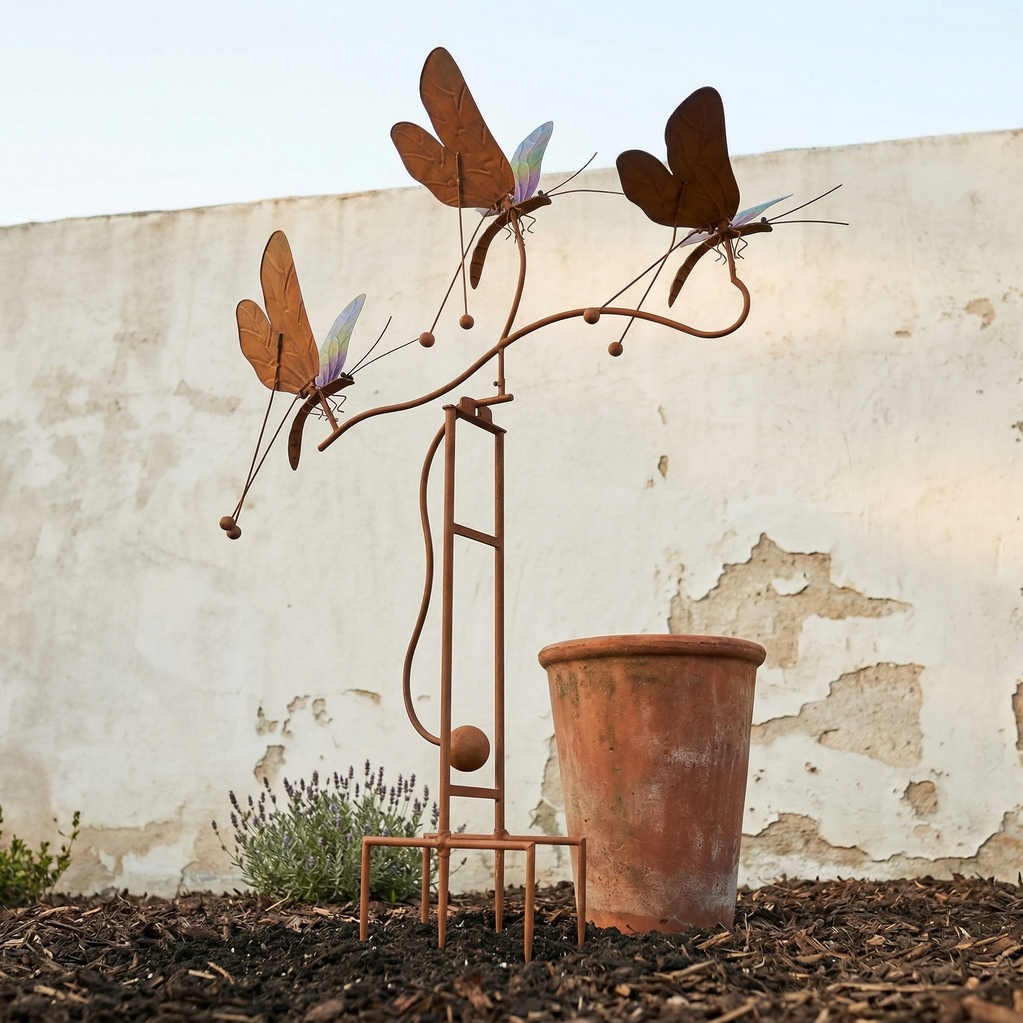 Rustic Dragonfly Kinetic Garden Stake