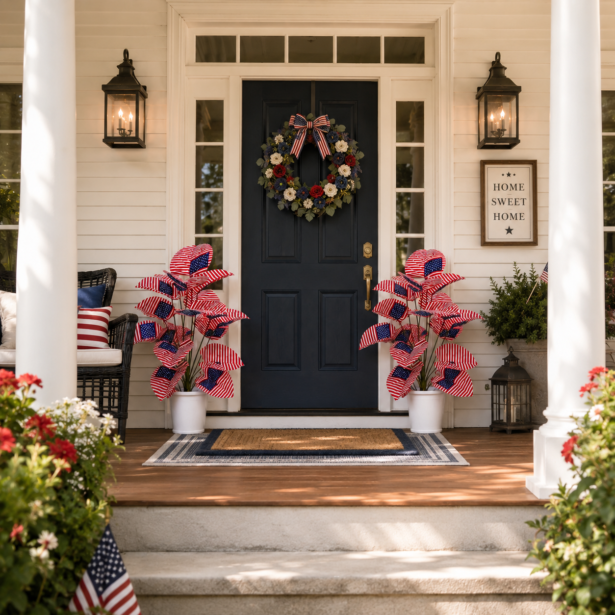 Patriotic Faux Plant Decor for Porch & Entryway