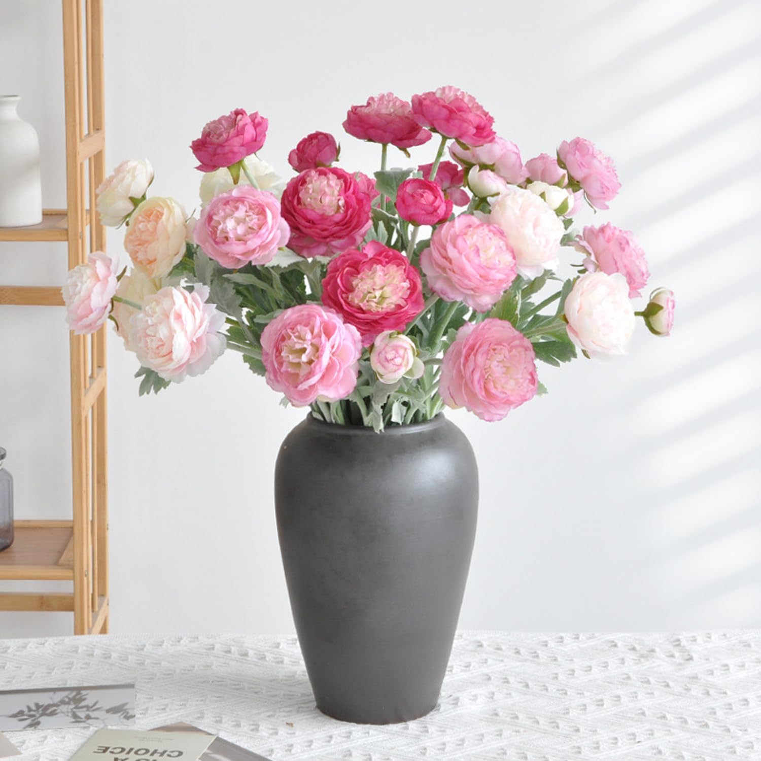 'Looks real' Silk Ranunculus Flocked Stem