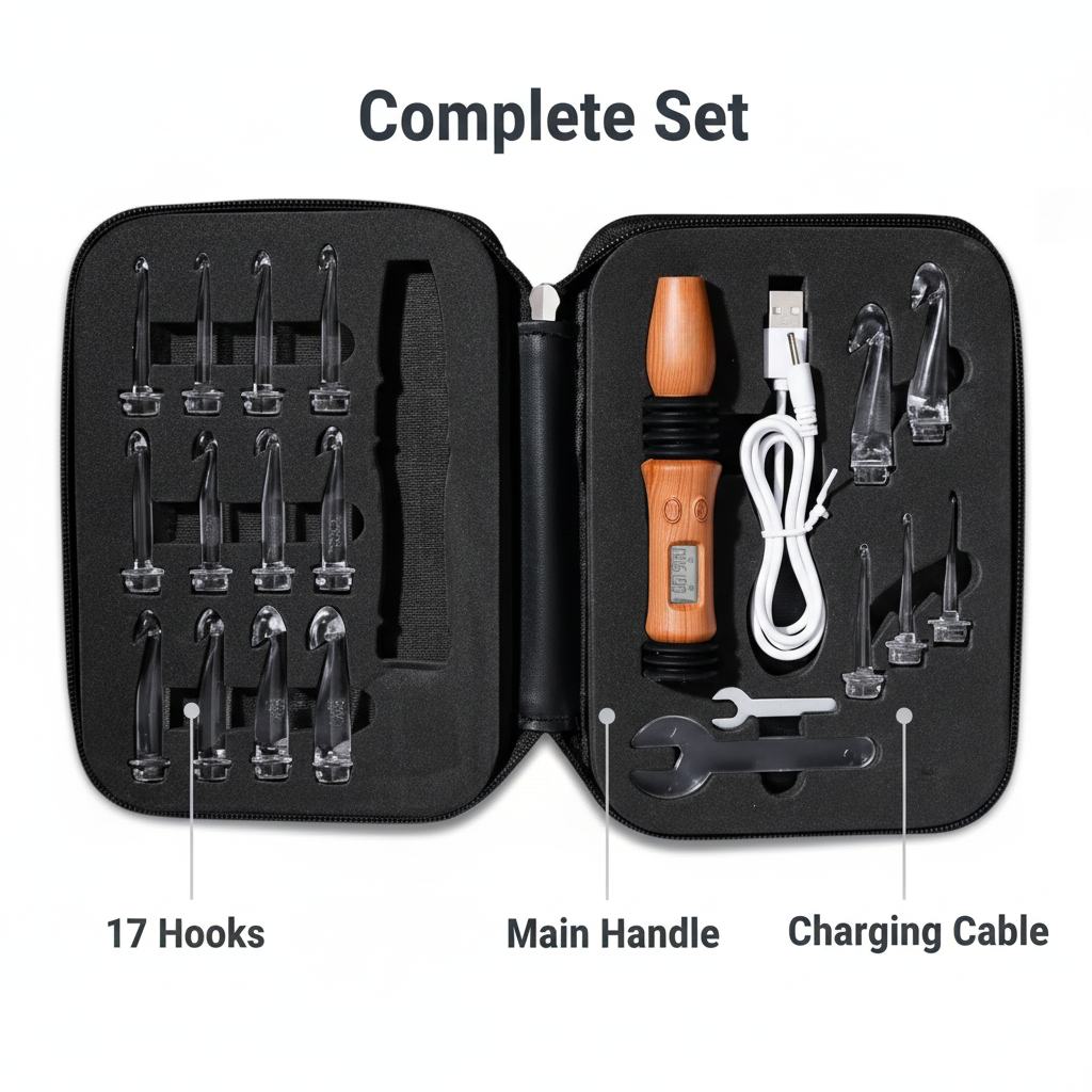 Vintage Counting Crochet Hook Set with Light & Counter - Ergonomic for Arthritic Hands