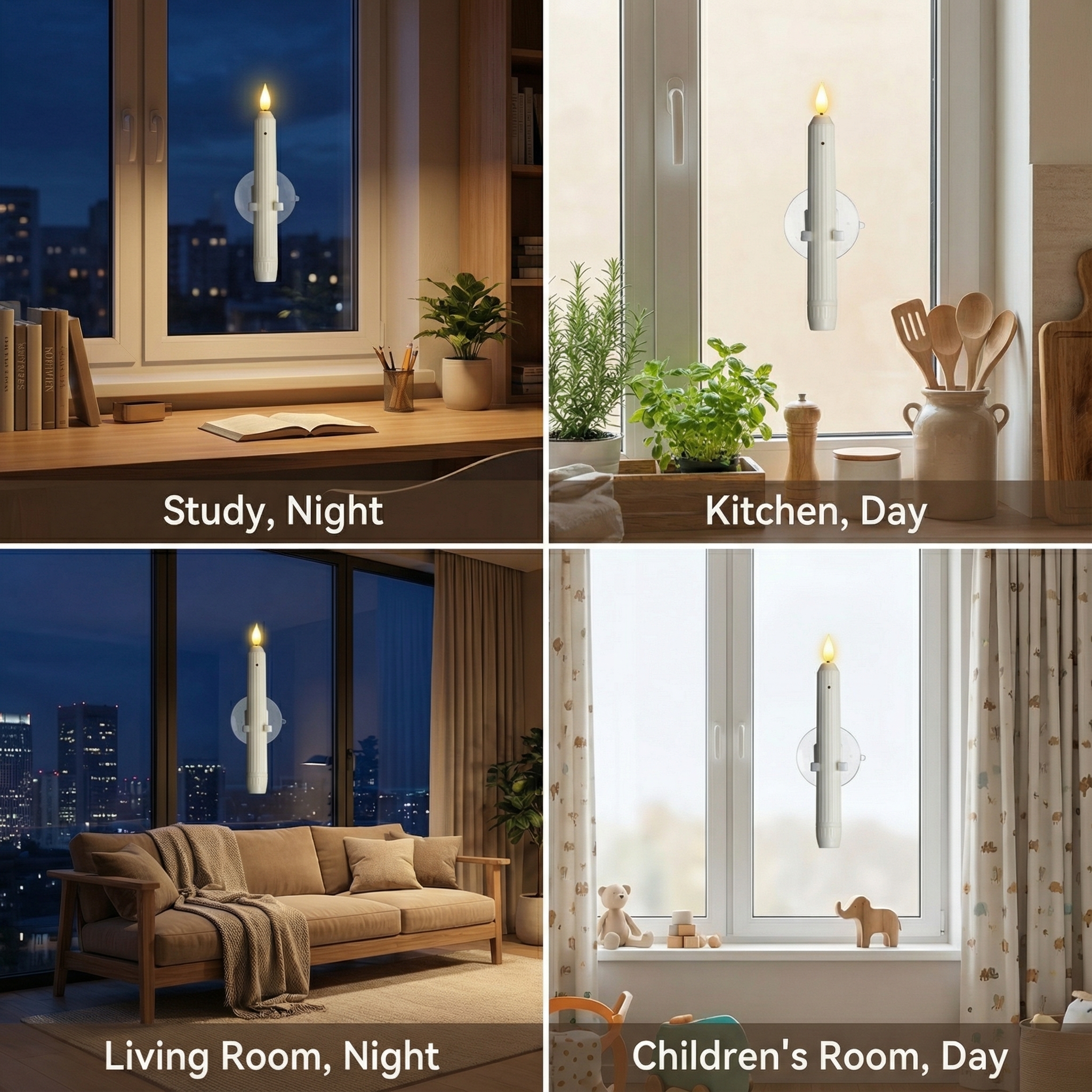 Flameless Led Taper Window Candles with Sensor Dusk to Dawn
