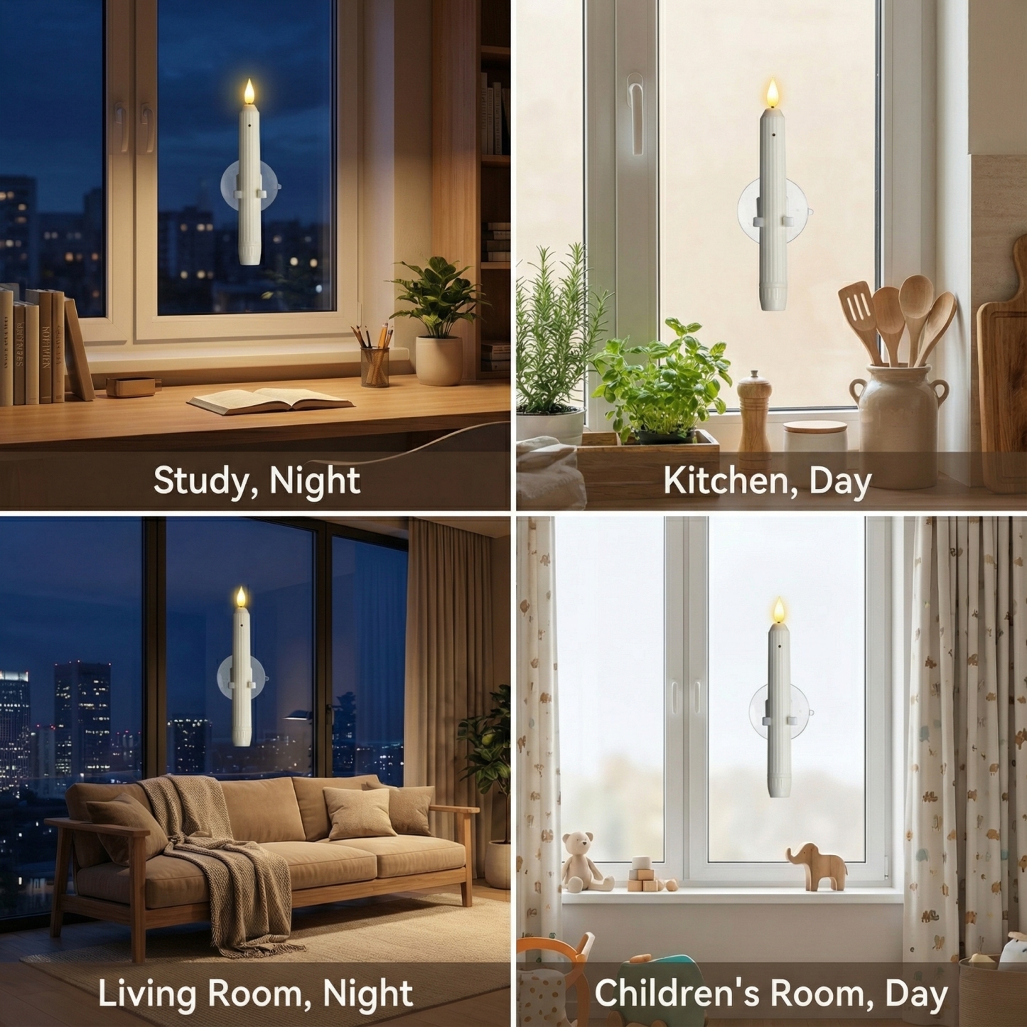 Flameless Led Taper Window Candles with Sensor Dusk to Dawn