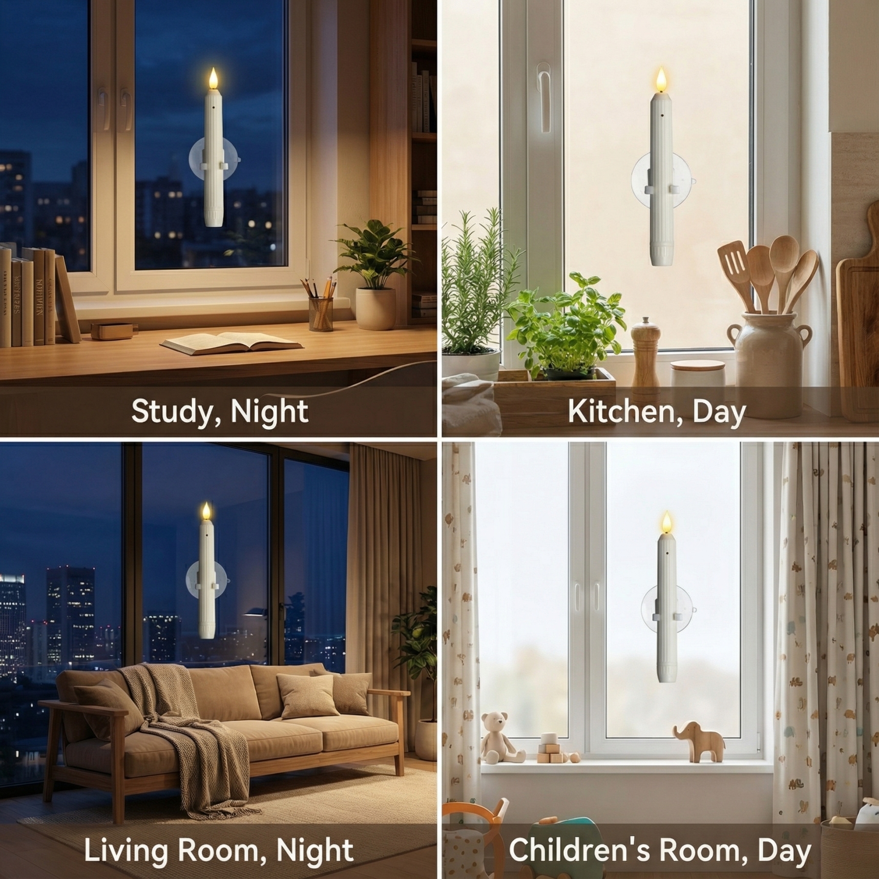 Flameless Led Taper Window Candles with Sensor Dusk to Dawn