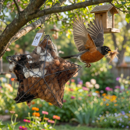 Handmade Alpaca Fiber Bird Nesting Star: Nature-Inspired Yard Art