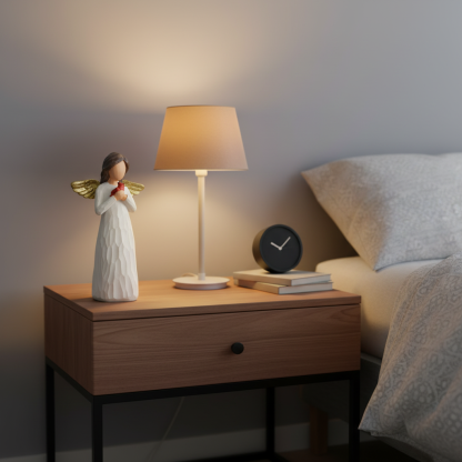 Gold Wing Guardian Angel Statue with Cardinal Bird