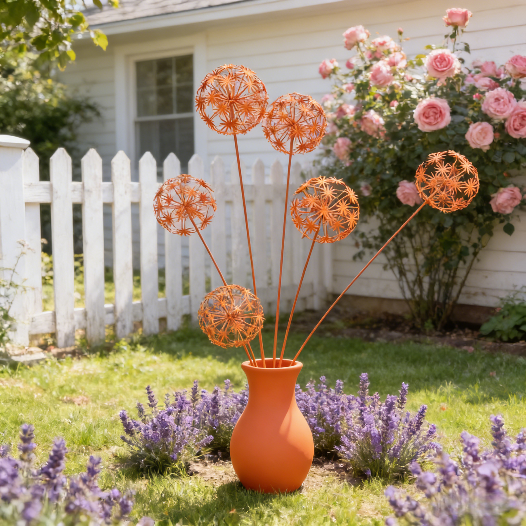Vintage Iron Sphere Dandelion Garden Sculptures