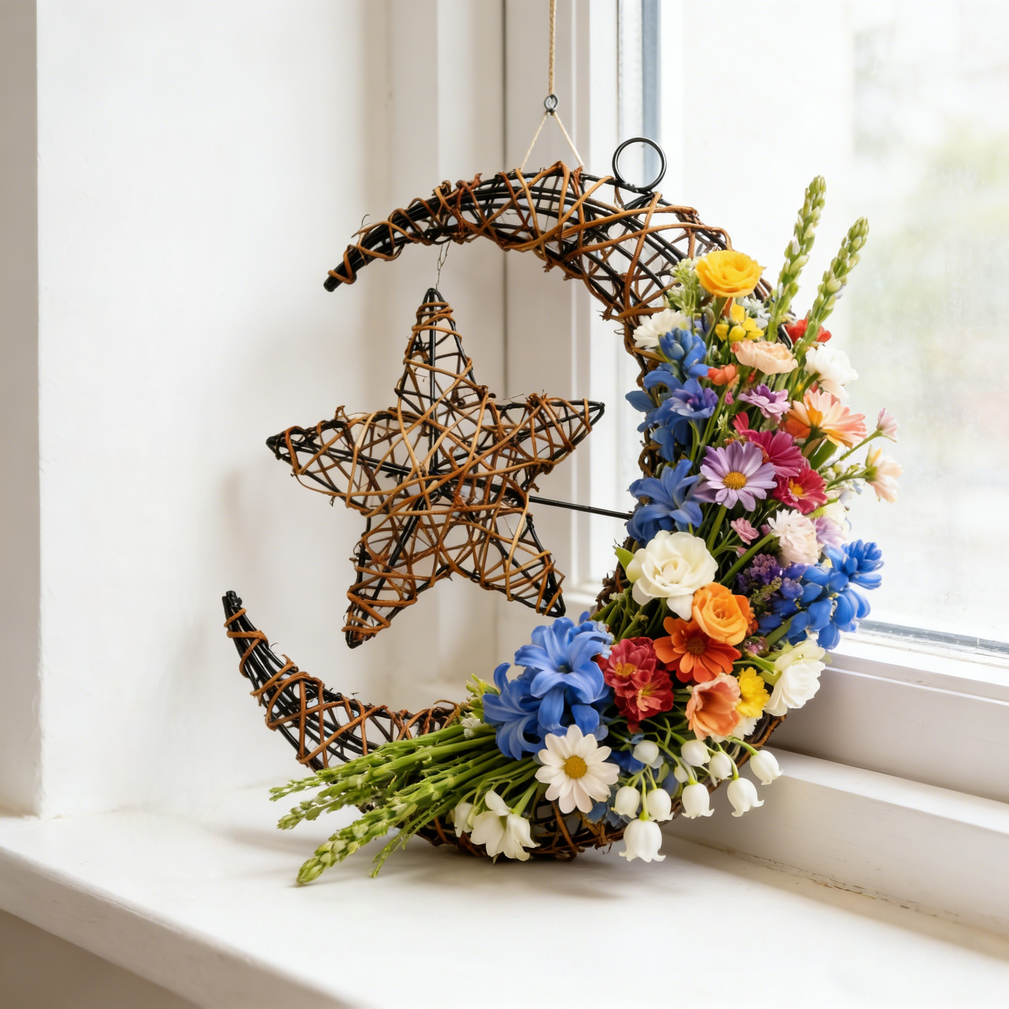 Purely Handmade Rattan Ramadan DIY Crescent Moon Pendant