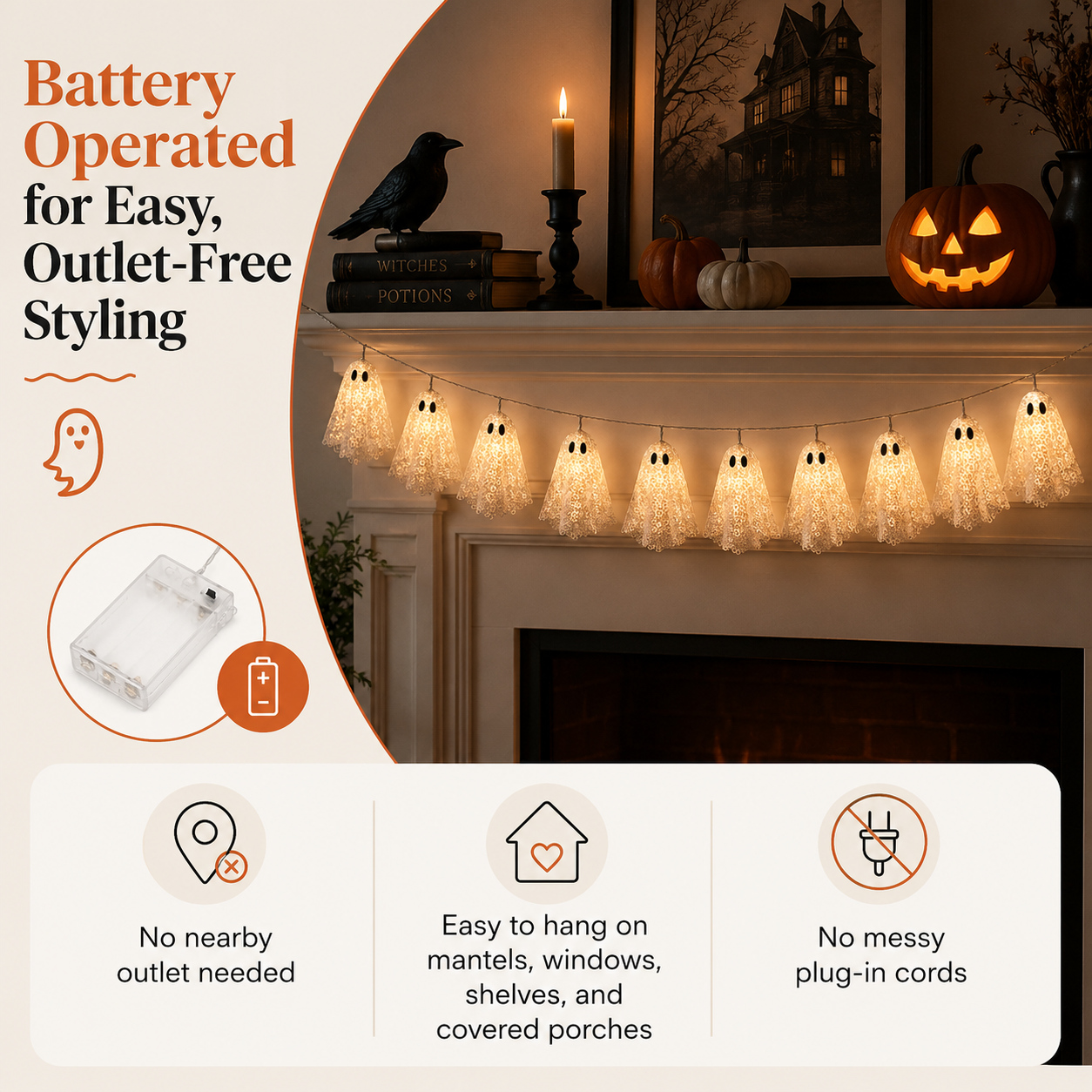 Lighted Lace Ghost Garland