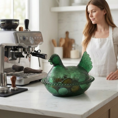 Elegant And Durable Chicken-Shaped Crystal Glass Storage Jar