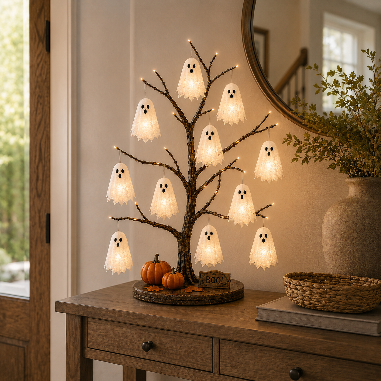Glowing Ghost Tree Halloween Tabletop Decor
