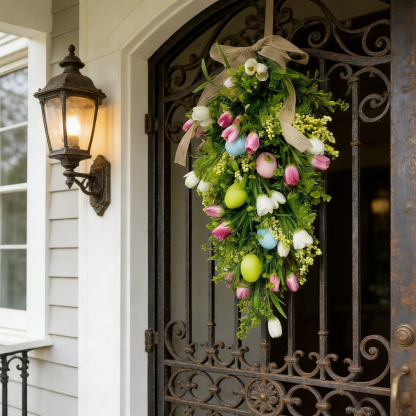 Easter Egg Tulip Teardrop Wreath