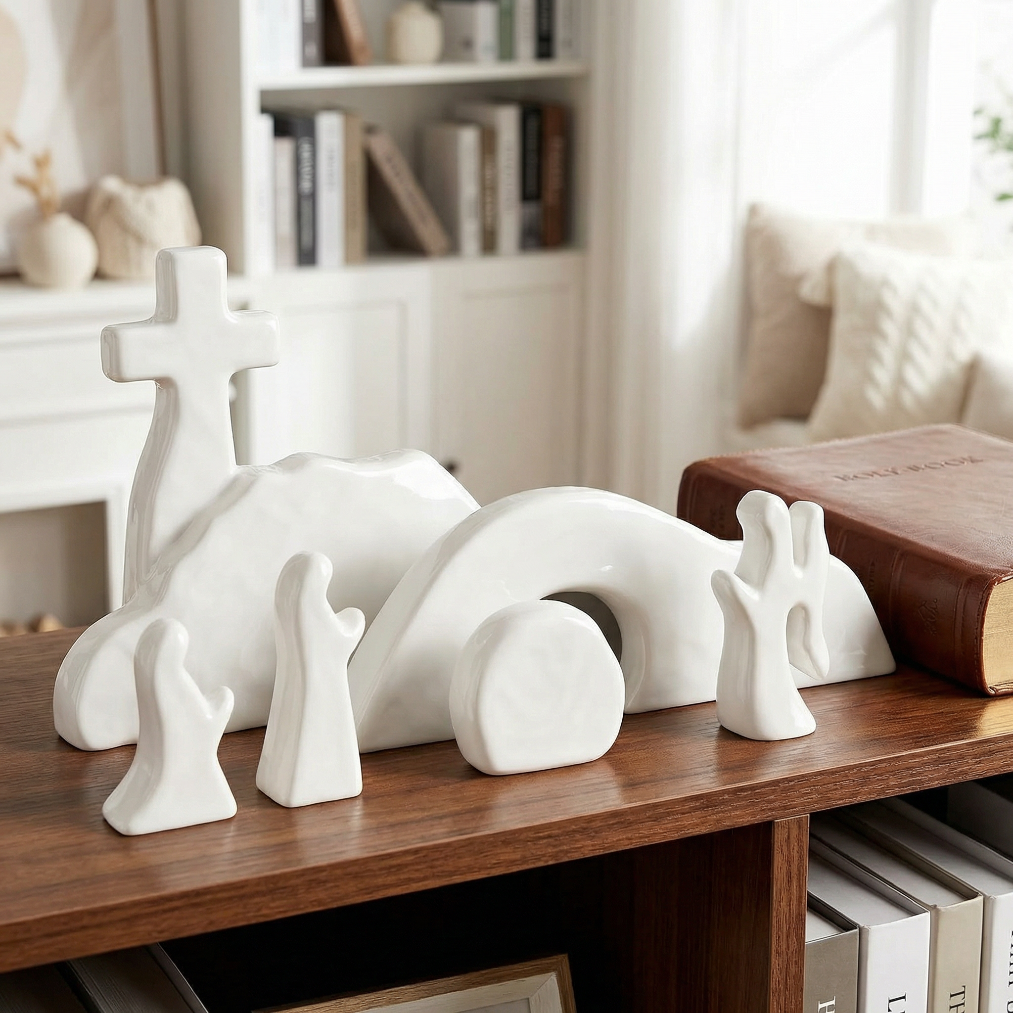 Empty Tomb Easter Scene and Cross