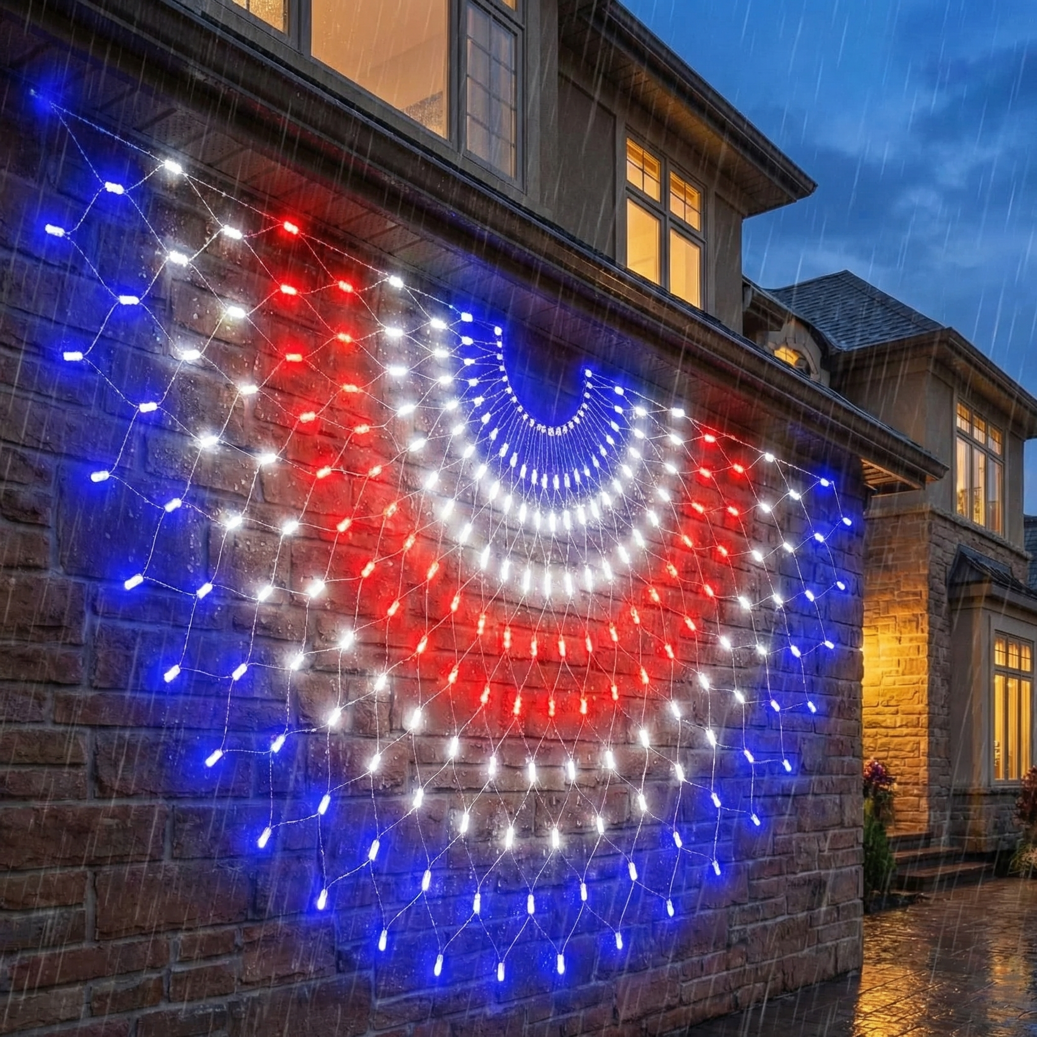 Super Bright USA Half Fan Flag String Lights