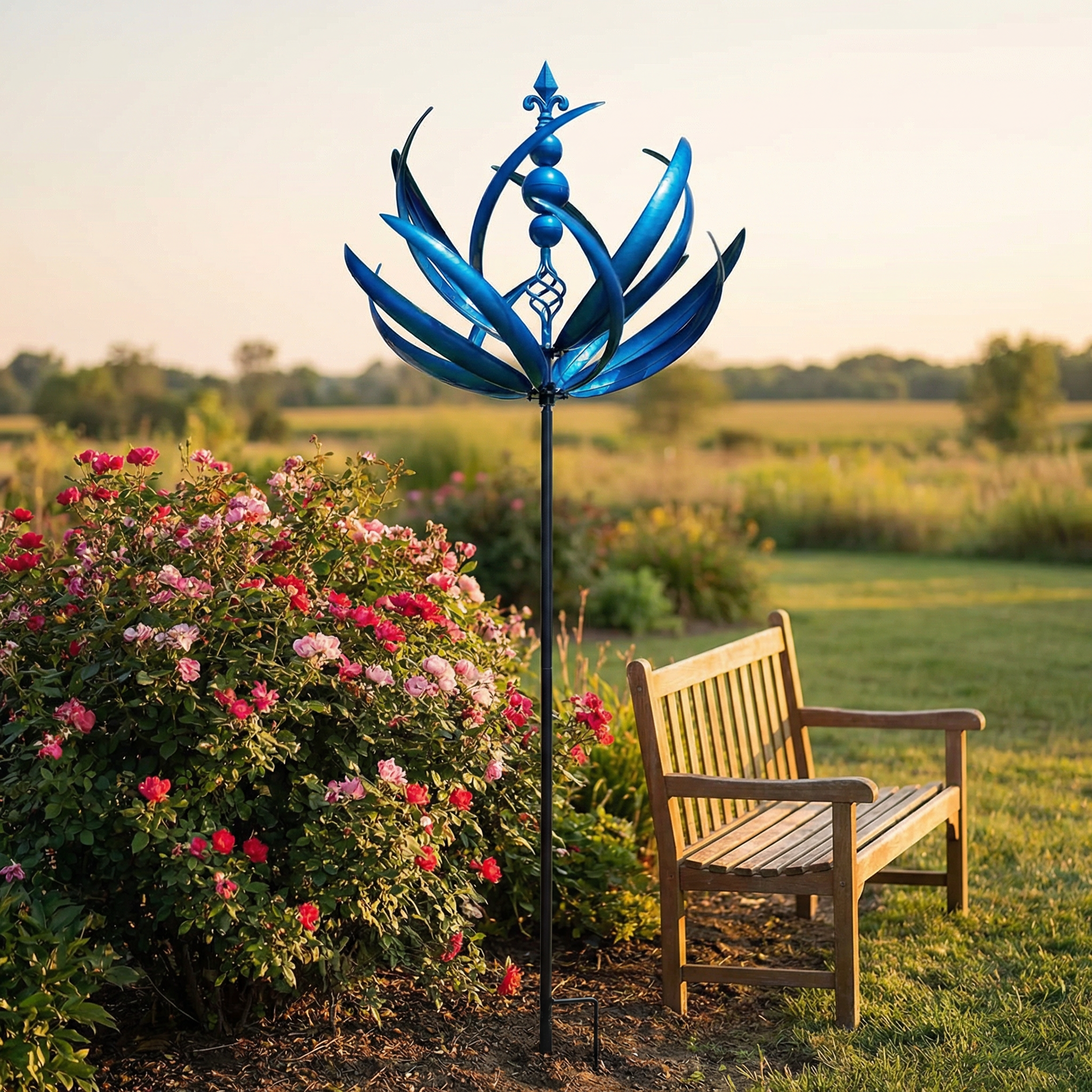 Extra Large Outdoor Metal Wind Sculptures Spinners with Stake