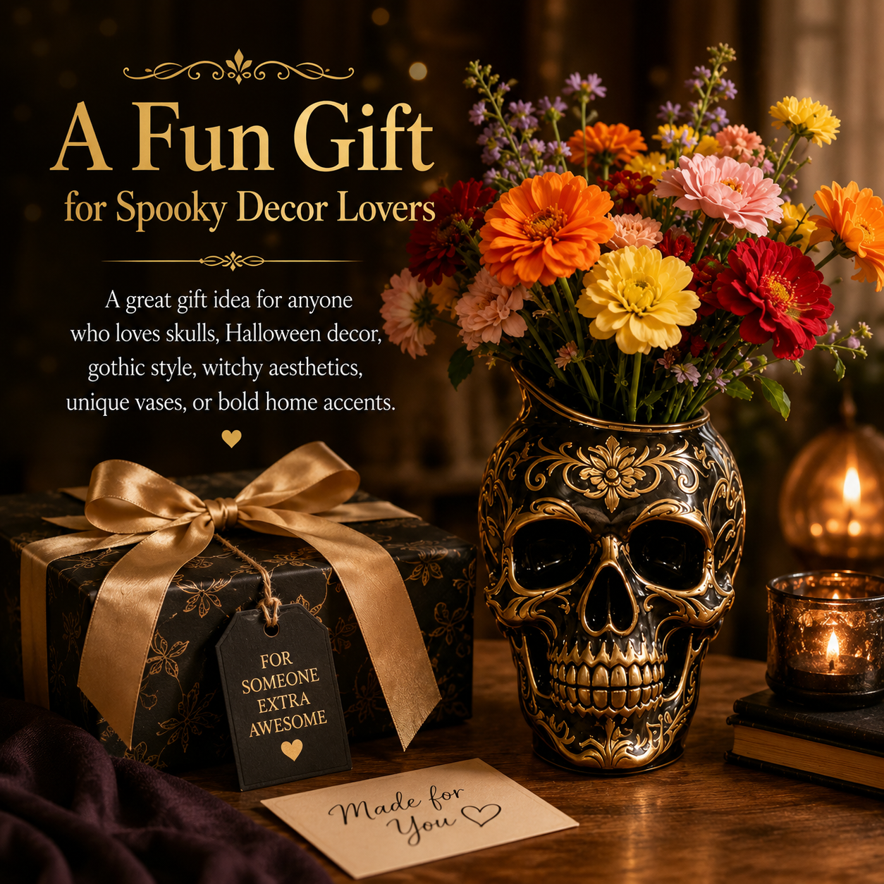 Gothic Skull Flower Vase