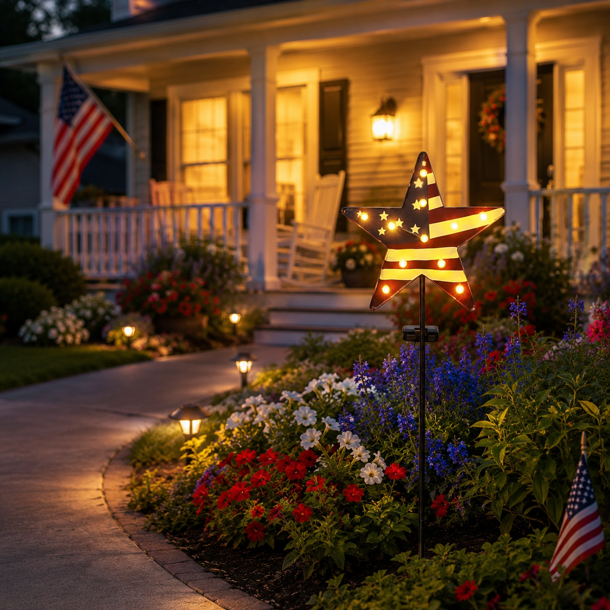 Solar Patriotic Star Garden Stake Light