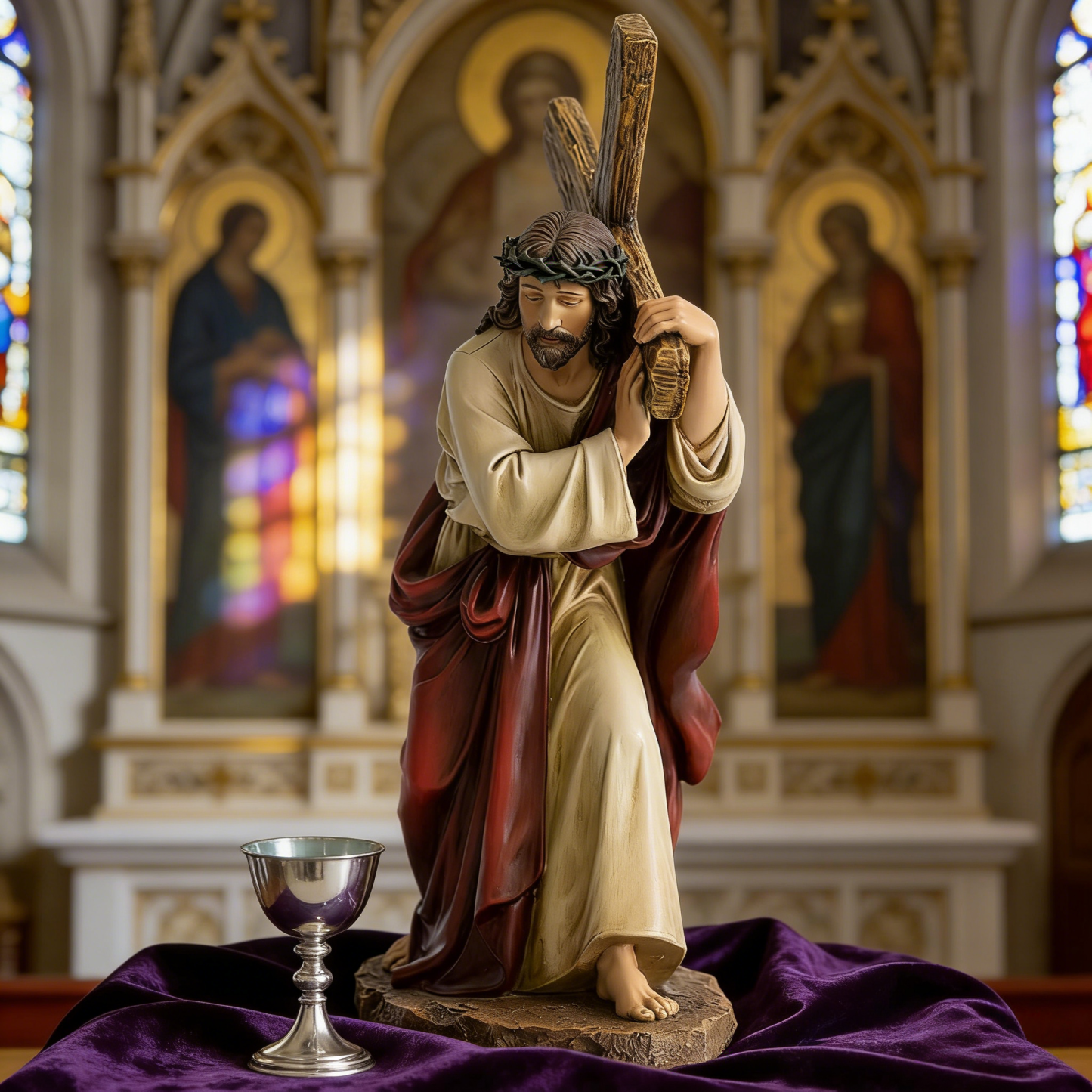 Catholic Jesus Carrying The Cross Statue