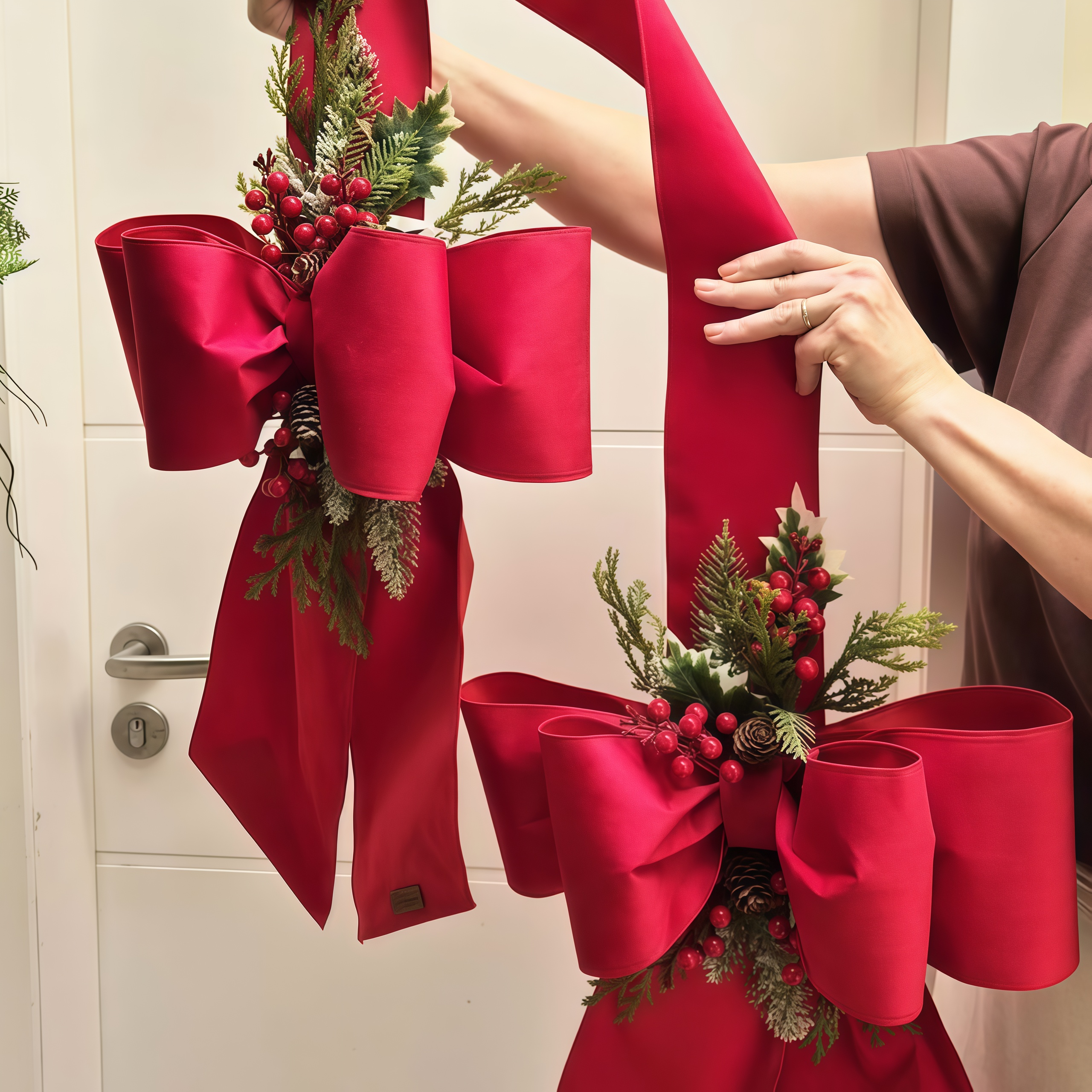 🎄Early Christmas Sale🎄Christmas Velvet Ribbon Red Large Bow Door Hanger